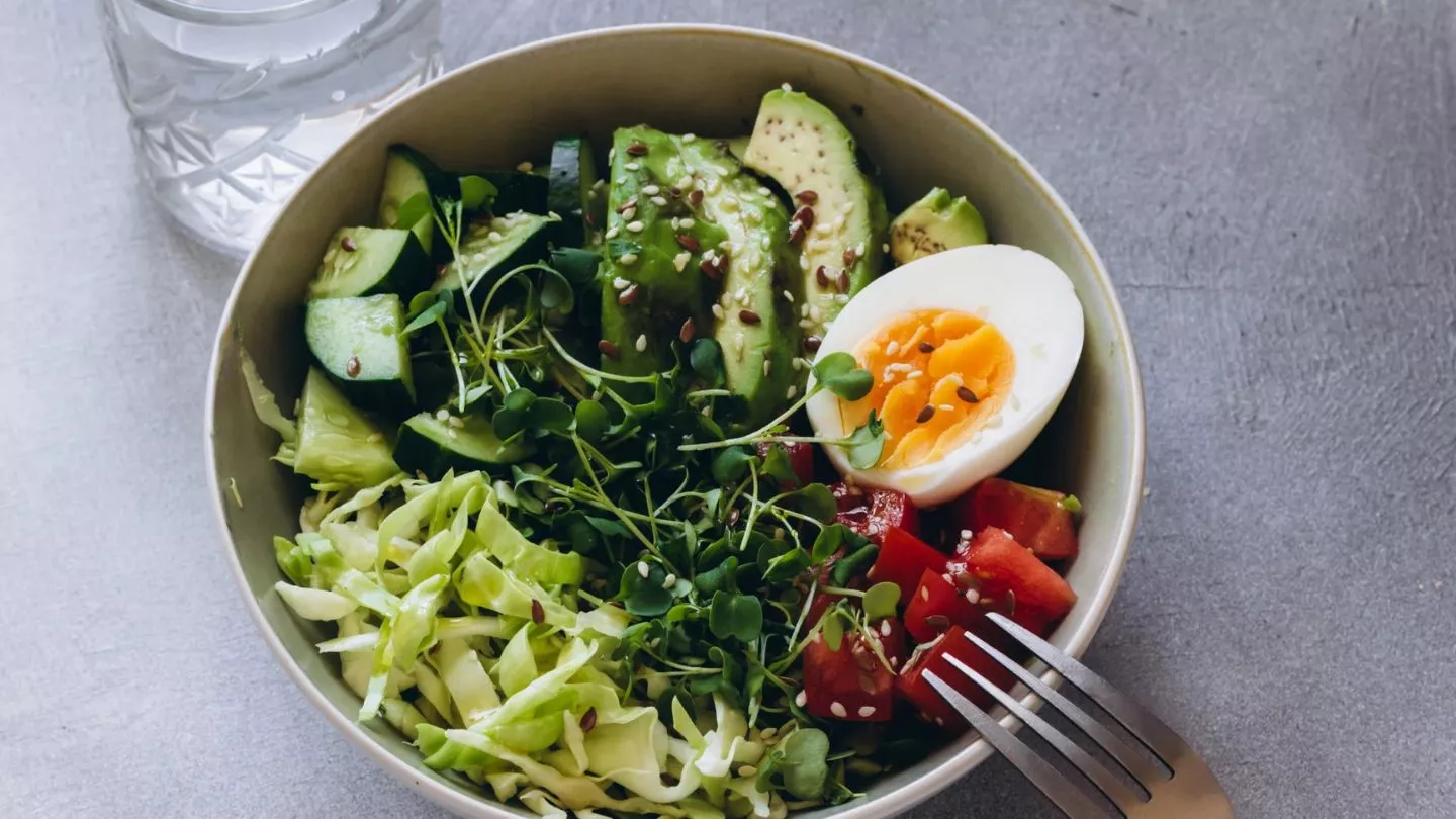Healthy Salad Bowl With Avocado And Egg
